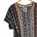 Nic Zoe Top Womens L Silk Short Sleeve Scoop Neck Geometric Slinky Multi Photo 1