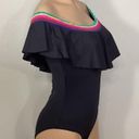 Trina Turk New.  black ruffle neck swimsuit. Size 10. Retails. $159 Photo 4