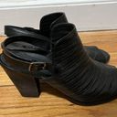 Paul Green  Black Leather Peep Toe Heeled Bootie Size 6 Photo 4