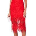 Alexis Red Floral Lace Crochet Midi Dress Photo 0