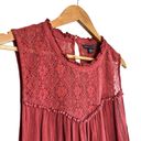 American Eagle  Boho Lace High Neck Sleeveless Top Blouse Rust Red Large Photo 2