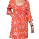 Mud Pie  Bag Lady Size Medium Linen Dress Orange Pink Sinched Waist Beachy Costal Photo 0