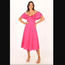 Petal and Pup  Cabo Magenta Frill Sleeve Midi Dress M Photo 3