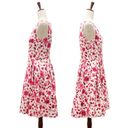 Oscar de la Renta  Pink & White Floral Stretch Cotton A-Line Dress Women’s Size 6 Photo 7