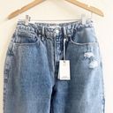 Good American Women's 90s Mom Jeans Size 6/28 Straight Leg Denim Ripped Knee NWT Photo 8