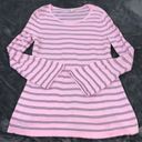 Talbots Size L long bell sleeve, pink and black striped dress/ tunic  100% cotton Photo 0