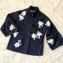 Banana Republic  Dark Denim Floral Flower Embroidered Bell Flare Sleeve Jacket S Photo 1