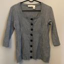 DKNY  Jeans Medium Petite Y2K Gray Sweater Cardigan Photo 0