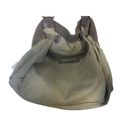 Elliott Lucca Purse Brown Pebbled Cow Leather Cinch Drawstring Hobo Shoulder Bag Gray Photo 4