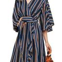 Umgee  Striped Faux Wrap Midi Dress L Photo 0