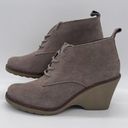 Sonoma Kohl's Size 9  Nadine Taupe Wedge Suede Leather Bootie Ankle Boot Photo 0