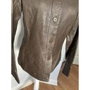 BCBGMAXAZRIA BCBG MAX AZARIA Leather Jacket Womens Size 8 Brown Long Sleeve Buttons Front Photo 2