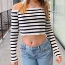 Edikted Off The Shoulder Striped Sweater Photo 4