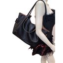 Sondra Roberts  Squared Black Vegan pebble Leather Tote Bag large Photo 14