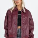 Princess Polly Burgundy Bomber Jacket Photo 0