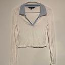 Glassons Blue Collared White Long Sleeve Top Photo 0