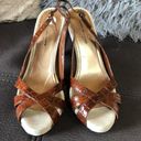 Isaac Mizrahi Shiny Burnt Orange/Brown Heels Photo 0