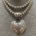 NWOT Handmade Etched Western Navajo Pearl Beaded Necklace w/ Heart Pendant Photo 3