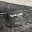 Simple Society  Jeans 9 Junior Black Straight Button Fly Ripped Raw Hem High Rise Photo 4