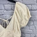 Sim & Sam  Crop Halter Top Beige Linen Blend Puff Sleeve Smocked Size XL Photo 6