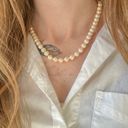 American Vintage Vintage “Zillah” Ivory Pearl Necklace 18” Gold Tone Marquis Fishhook Classic Photo 2