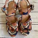 Fossil  size 6 wood heel brown floral sandals shoes Photo 2