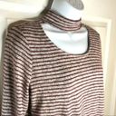 White Birch  Stripe Choker Top Cutout Long Sleeve Wrap Burgundy Gray S Photo 3