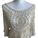 Pretty Angel  Women Silk Blend Top  M Ivory Crop Open Loop Design Chic Indi Boho Photo 10