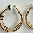 Michael Kors  | GOLD TONE MEDIUM SIZE LOGO HOOP EARRINGS Photo 7