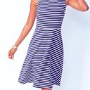 Talbots  Edie Knit Fit & Flare Blue White Striped Dress Size 2X Photo 0