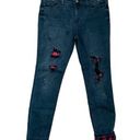 Judy Blue  size 15 32 black skinny fit jeans red buffalo plaid denim large xl Photo 0