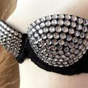 Handmade  Rhinestone Studded Black Lace Mesh Strapless Bra Bustier Women Size 32B Photo 3