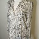 Joie Soft  white & gray animal print long sleeve button down top size XS Photo 2