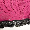 LC Lauren Conrad  Maroon Crochet Lace Crop Top w/ Black Fringe Trim Size Medium Photo 3