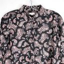 Garnet Hill  Size 00 Button Down Blouse Top Paisley Black Pink Collar Cotton 614 Photo 2