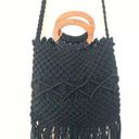 Danielle Nicole  Macrame Fringe Wood Handle Shoulder Purse Photo 0