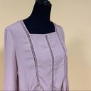 Ro & De  Mauve Pink Long Bishop Sleeve Embroidered Inset Blouse Top Size XS Photo 3