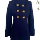 Anne Klein  Dark Purple Double Breasted Wool Blend Academia Heavy Coat Size S Photo 1