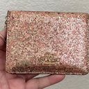 Coach  Genuine Leather Glitter Rose Gold Key Ring Card Case ID Holder Wallet Photo 4