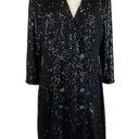 DKNY  Women's Cocktail Dress Size 8 Black Sequined Long Sleeve Tuxedo Sheath Photo 0