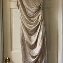 Elliatt NWT  Cassini One Shoulder Satin Dress in Light Gold or Cream Size Medium Photo 14