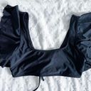 Amazon Flutter Sleeve Flounce Bikini Top Size Large Black Removable Padding Swim Photo 0