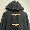 Denim & Co Vintage Fleece Lined Black Denim Hooded Toggle Coat NWT Photo 2