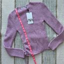 ZARA  Pink Lilac Side Pleat Crewneck Knit Sweater Women’s Size Small Photo 6