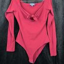 Modcloth  Womens Red Bodysuit Low Shoulder Bowtie Size Medium Photo 0