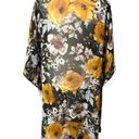 Emory park  Women Yellow & Black Floral Print Kimono Wrap Beach Cover Up Size L Photo 1