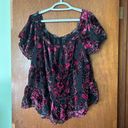 Torrid  size 4 Babydoll pink/red crushed Velvet Tiered babaydoll Top sheer sleeve Photo 4