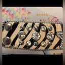 Faux Creme Zebra Print Fur Button Bracelet with crystals Photo 3