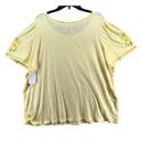 Caslon Floral Embroidered Sleeve T-Shirt Tee Top Yellow Meringue Womens Size 2X Photo 3