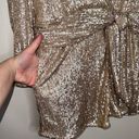 Jonathan simkhai Roxi Sequin Mini Dress Drop Waist Tie V-Neck Gold Size XS Photo 5